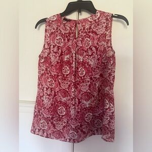 Talbots Red and White Floral Blouse size 2